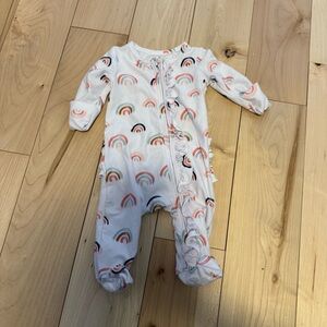 Caden Lane Rainbow Ruffle Footie Newborn